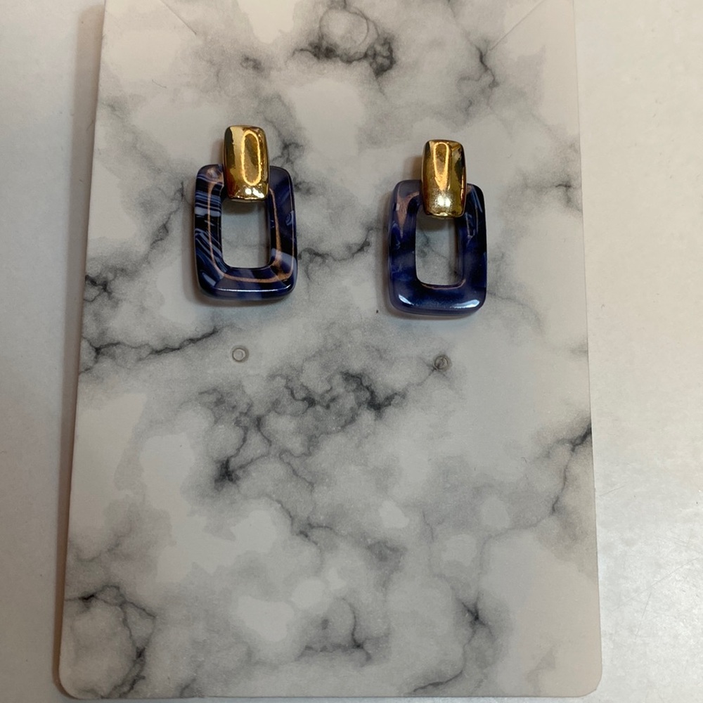 Blue acetate mini dangle earrings